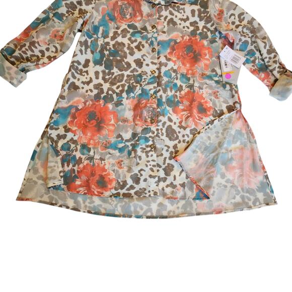 NWT Multiples The Mimi Tunic Blouse Roll-tab Sleeves Tunic Side Slits sz small - Picture 8 of 14